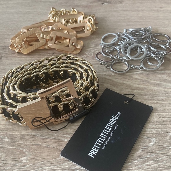PrettyLittleThing Other - PrettyLittleThing Metallic Chain Belt Duo